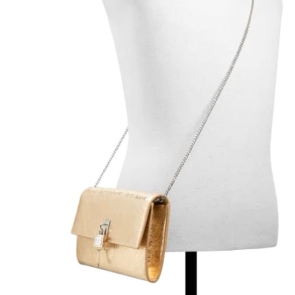 Ted Baker NWT mixed media, metallic gold,quality genuine leather crossbody party - Picture 8 of 12